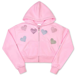 iScream Sparkling Hearts Cropped Zip-up Sweatshirt