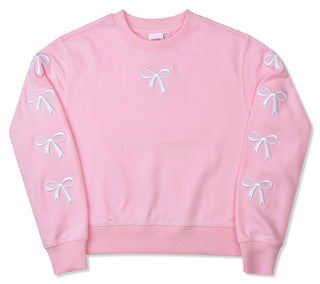 Pink Embroidered Bows Sweatshirt & Sweatpants Set