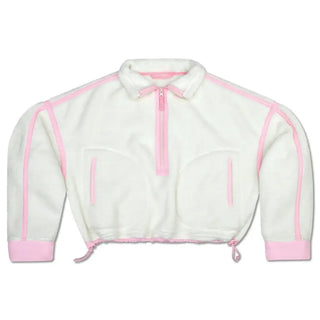 1/2 Zip Cream/Pink Sherpa Pullover