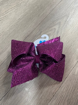 Glitter Grosgrain Overlay Bow - Purple