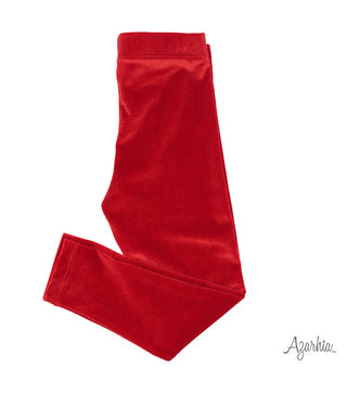 Azarhia Crushed Velvet Leggings - Red