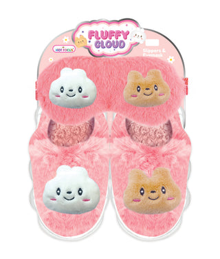Fluffy Cloud Critters Slippers & Eye Mask Set