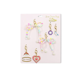 Purple Rainbow Bead Bow and Shoe Charm Set For Shoelaces
