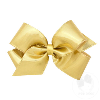 Wee Ones metallic gold lamé overlay hair bow, Medium