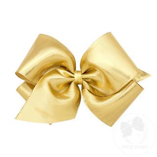 Wee Ones metallic gold lamé overlay hair bow, King