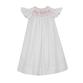 Anavini Girls Big Sister Pastel Multi Dot Angel Wing Bishop Dress