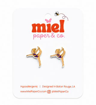Purple and Gold Gymnastics Earrings