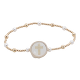 Versible Tap To Pray Survivor Series Treasured gold and pearl beaded bracelet