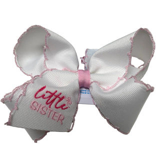 Wee Ones Pink Big Sis/ Lil Sis Embroidered Moonstitch Bow