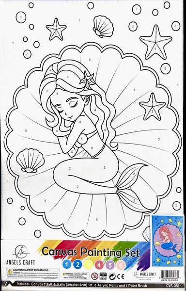 Mermaid Canvas Painting Set - Paint By Numbers