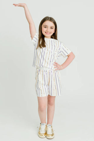Belle Cher Purple and Gold Stripe Set