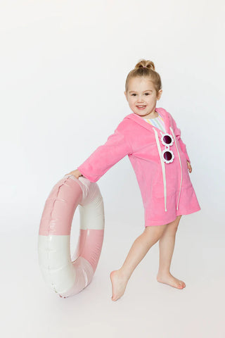 Kids Terry Cloth Romper - Hot Pink