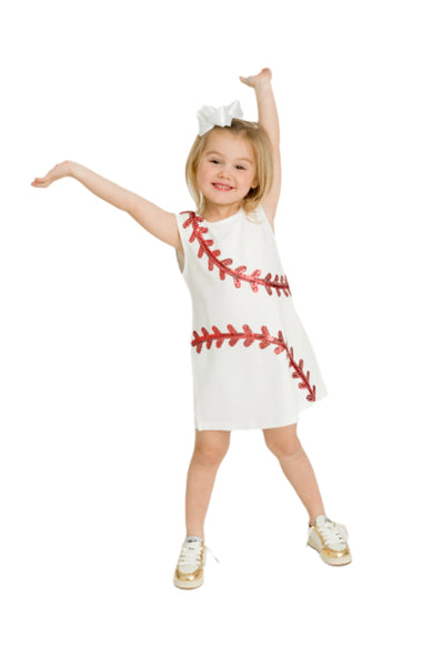 White Baseball Kid Dress 2 White Baseball Kid Dress 2