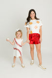 Belle Cher Sequin Baseball Dress - White/Red