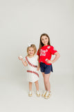 Belle Cher Sequin Baseball Dress - White/Red