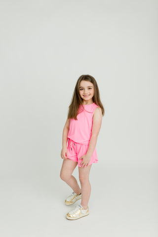Belle Cher Athletic Neon Pink High Low Tank Top