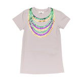 Mardi Gras Sequin Beads S/S Lavender Knit Dress