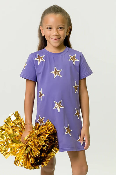 Belle Cher Purple/Gold Sequin Star Dress