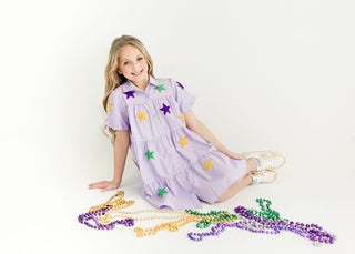 Belle Cher Mardi Gras Chenille Stars Dress