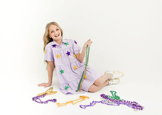 Belle Cher Mardi Gras Chenille Stars Dress