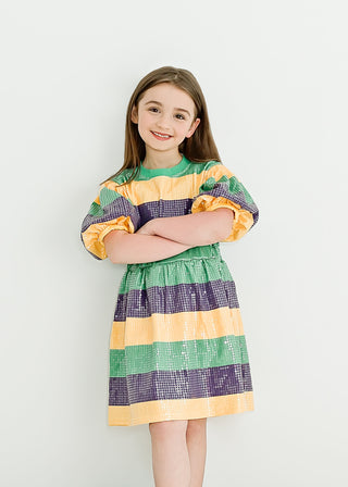 Belle Cher Green Mardi Gras Sequin Rugby Dress
