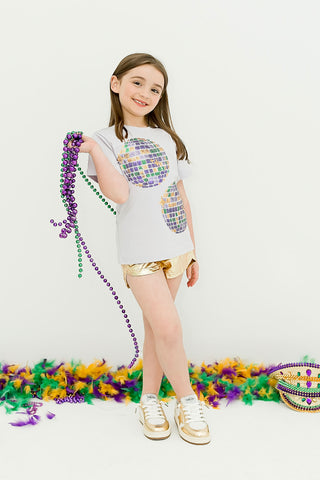 Mardi Gras Disco Ball Sequin S/S Lavender Tee