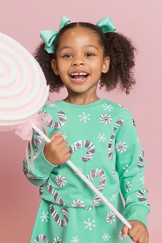 Belle Cher Candy Cane Teal Sweatshirt