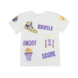 Belle Cher White Purple & Gold Sequin Basketball Tee