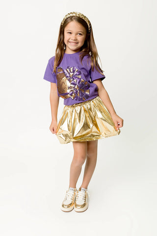 Purple Sequin Megaphone & Pom Pom Football Shirt