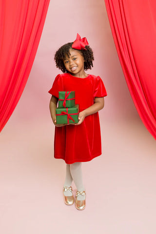 Belle Cher Red Velvet Bow Dress