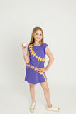 Belle Cher Sequin Baseball Dress - Purple/Gold