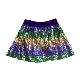Belle Cher Mix Mardi Gras Sequin 2Pc Boxy Tee & Skort Set