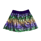 Belle Cher Mix Mardi Gras Sequin 2Pc Boxy Tee & Skort Set