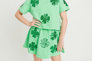 Belle Cher Green Clover 2Pc Short Set