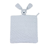 Mini Stripe Dog Lovey + Paci Clip - Dusty Blue