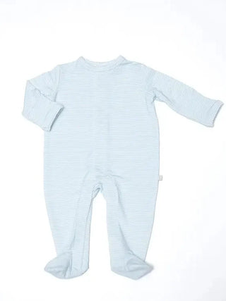 Bei Bei bamboo snap romper in breezy blue stripes, additional view