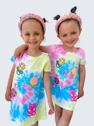 Candyland Sequin Patch Tie Dye Dress