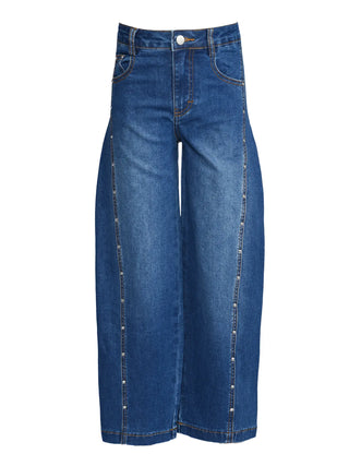 Rhinestone Stretch Barrel Jeans