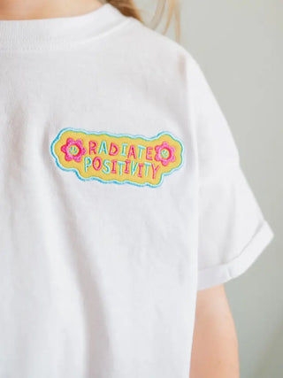 Radiate Positivity White Embroidered Tee