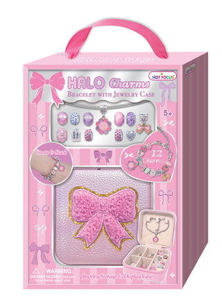 Hot Focus Bowtiful Halo Charms Bracelet & Jewelry Case