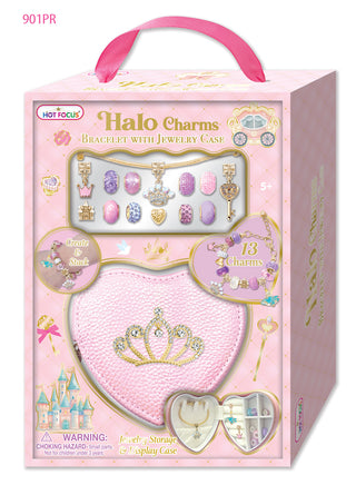 Hot Focus Halo Charms Bracelet & Jewelry Case- Princess
