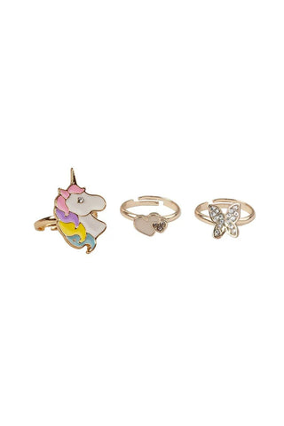 Great Pretenders Boutique Chic 3Pc Butterfly & Unicorn Ring Set