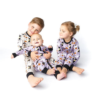 Kids Spooky Cute Purple Halloween Bamboo L/S 2Pc Pajama  Set