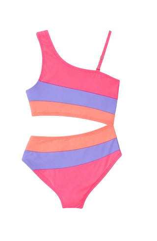 Vivi Multicolor Stripe One Piece Swimsuit w/ Cutout