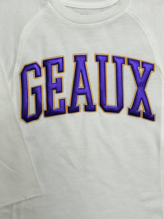 Custom Edgy Graphic Sweatshirt: GEAUX - Metallic Purple/Gold