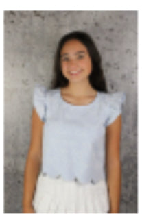 If So Blue Printed Scalloped Top