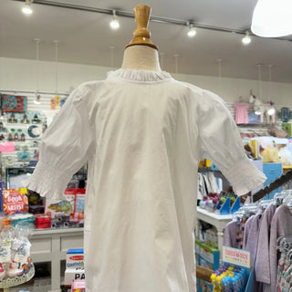 Lulu Bebe Lyn White Knit Ruffle Collar Tie Back Shirt