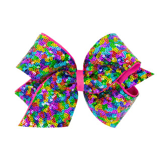 Wee Ones Medium Sequin Overlay Rainbow Bow