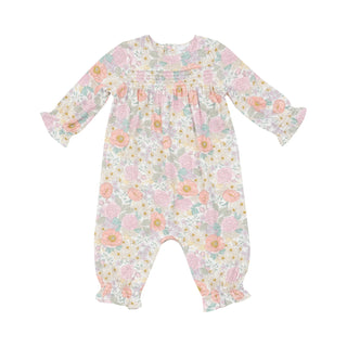 Angel Dear Smocked Romper - Peonies and Roses