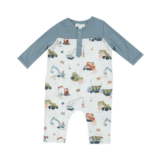 Angel Dear Construction Alphabet Raglan Romper with Contrast Sleeves